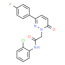 ChemSpider 2D Image | N-(2-Chlorophenyl)-2-[3-(4-fluorophenyl)-6-oxo-1(6H)-pyridazinyl]acetamide | C18H13ClFN3O2
