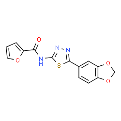 ChemSpider 2D Image | N-[5-(1,3-Benzodioxol-5-yl)-1,3,4-thiadiazol-2-yl]-2-furamide | C14H9N3O4S