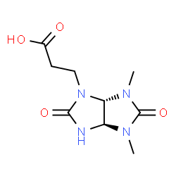 ChemSpider 2D Image | 3-[(3aR,6aS)-4,6-Dimethyl-2,5-dioxohexahydroimidazo[4,5-d]imidazol-1(2H)-yl]propanoic acid | C9H14N4O4