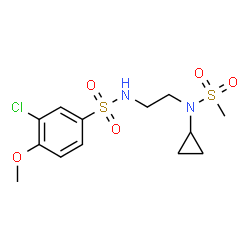 ChemSpider 2D Image | 3-Chloro-N-{2-[cyclopropyl(methylsulfonyl)amino]ethyl}-4-methoxybenzenesulfonamide | C13H19ClN2O5S2