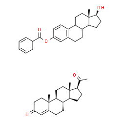 ChemSpider 2D Image | (8xi,9xi,14xi,17beta)-17-Hydroxyestra-1,3,5(10)-trien-3-yl benzoate - pregn-4-ene-3,20-dione (1:1) | C46H58O5