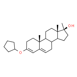 ChemSpider 2D Image | (8xi,9xi,14xi,17beta)-3-(Cyclopentyloxy)-17-methylandrosta-3,5-dien-17-ol | C25H38O2