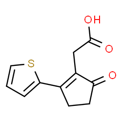 ChemSpider 2D Image | [5-Oxo-2-(2-thienyl)-1-cyclopenten-1-yl]acetic acid | C11H10O3S