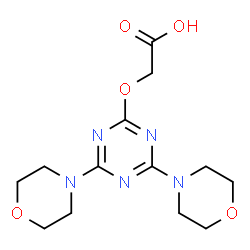 ChemSpider 2D Image | {[4,6-Di(4-morpholinyl)-1,3,5-triazin-2-yl]oxy}acetic acid | C13H19N5O5