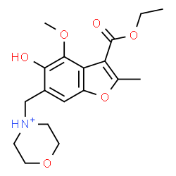 ChemSpider 2D Image | 4-{[3-(Ethoxycarbonyl)-5-hydroxy-4-methoxy-2-methyl-1-benzofuran-6-yl]methyl}morpholin-4-ium | C18H24NO6