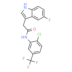 ChemSpider 2D Image | N-[2-Chloro-5-(trifluoromethyl)phenyl]-2-(5-fluoro-1H-indol-3-yl)acetamide | C17H11ClF4N2O