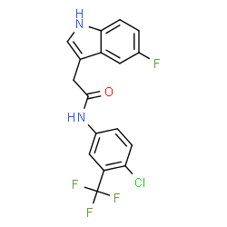 ChemSpider 2D Image | N-[4-Chloro-3-(trifluoromethyl)phenyl]-2-(5-fluoro-1H-indol-3-yl)acetamide | C17H11ClF4N2O