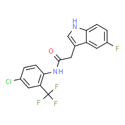 ChemSpider 2D Image | N-[4-Chloro-2-(trifluoromethyl)phenyl]-2-(5-fluoro-1H-indol-3-yl)acetamide | C17H11ClF4N2O