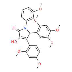 ChemSpider 2D Image | 4-(2,4-Dimethoxyphenyl)-3-hydroxy-1-(3-methoxyphenyl)-5-(2,4,5-trimethoxyphenyl)-1,5-dihydro-2H-pyrrol-2-one | C28H29NO8