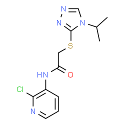 ChemSpider 2D Image | N-(2-Chloro-3-pyridinyl)-2-[(4-isopropyl-4H-1,2,4-triazol-3-yl)sulfanyl]acetamide | C12H14ClN5OS