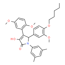 ChemSpider 2D Image | 4-(2,5-Dimethoxyphenyl)-1-(3,5-dimethylphenyl)-3-hydroxy-5-[3-methoxy-4-(pentyloxy)phenyl]-1,5-dihydro-2H-pyrrol-2-one | C32H37NO6