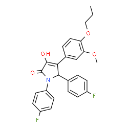 ChemSpider 2D Image | 1,5-Bis(4-fluorophenyl)-3-hydroxy-4-(3-methoxy-4-propoxyphenyl)-1,5-dihydro-2H-pyrrol-2-one | C26H23F2NO4
