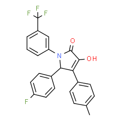 ChemSpider 2D Image | 5-(4-Fluorophenyl)-3-hydroxy-4-(4-methylphenyl)-1-[3-(trifluoromethyl)phenyl]-1,5-dihydro-2H-pyrrol-2-one | C24H17F4NO2