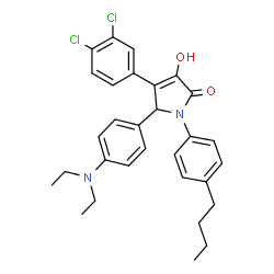 ChemSpider 2D Image | 1-(4-Butylphenyl)-4-(3,4-dichlorophenyl)-5-[4-(diethylamino)phenyl]-3-hydroxy-1,5-dihydro-2H-pyrrol-2-one | C30H32Cl2N2O2