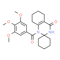 ChemSpider 2D Image | 1'-(3,4,5-Trimethoxybenzoyl)-5',6',7',8'-tetrahydro-1'H-spiro[cyclohexane-1,2'-quinazolin]-4'(3'H)-one | C23H30N2O5