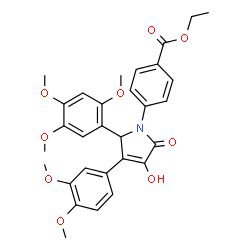 ChemSpider 2D Image | Ethyl 4-[3-(3,4-dimethoxyphenyl)-4-hydroxy-5-oxo-2-(2,4,5-trimethoxyphenyl)-2,5-dihydro-1H-pyrrol-1-yl]benzoate | C30H31NO9