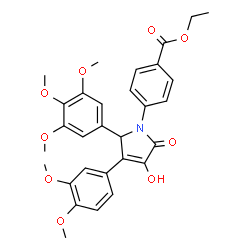 ChemSpider 2D Image | Ethyl 4-[3-(3,4-dimethoxyphenyl)-4-hydroxy-5-oxo-2-(3,4,5-trimethoxyphenyl)-2,5-dihydro-1H-pyrrol-1-yl]benzoate | C30H31NO9