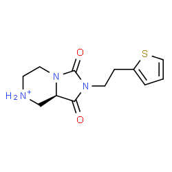 ChemSpider 2D Image | (8aR)-1,3-Dioxo-2-[2-(2-thienyl)ethyl]octahydroimidazo[1,5-a]pyrazin-7-ium | C12H16N3O2S