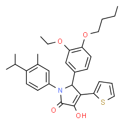 ChemSpider 2D Image | 5-(4-Butoxy-3-ethoxyphenyl)-3-hydroxy-1-(4-isopropyl-3-methylphenyl)-4-(2-thienyl)-1,5-dihydro-2H-pyrrol-2-one | C30H35NO4S
