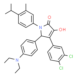ChemSpider 2D Image | 4-(3,4-Dichlorophenyl)-5-[4-(diethylamino)phenyl]-3-hydroxy-1-(4-isopropyl-3-methylphenyl)-1,5-dihydro-2H-pyrrol-2-one | C30H32Cl2N2O2