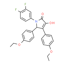 ChemSpider 2D Image | 1-(3,4-Difluorophenyl)-4,5-bis(4-ethoxyphenyl)-3-hydroxy-1,5-dihydro-2H-pyrrol-2-one | C26H23F2NO4