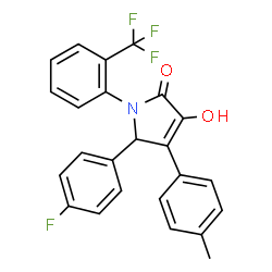 ChemSpider 2D Image | 5-(4-Fluorophenyl)-3-hydroxy-4-(4-methylphenyl)-1-[2-(trifluoromethyl)phenyl]-1,5-dihydro-2H-pyrrol-2-one | C24H17F4NO2