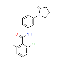 ChemSpider 2D Image | 2-Chloro-6-fluoro-N-[3-(2-oxo-1-pyrrolidinyl)phenyl]benzamide | C17H14ClFN2O2