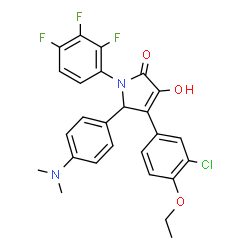 ChemSpider 2D Image | 4-(3-Chloro-4-ethoxyphenyl)-5-[4-(dimethylamino)phenyl]-3-hydroxy-1-(2,3,4-trifluorophenyl)-1,5-dihydro-2H-pyrrol-2-one | C26H22ClF3N2O3
