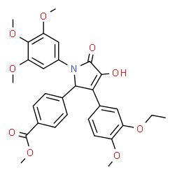 ChemSpider 2D Image | Methyl 4-[3-(3-ethoxy-4-methoxyphenyl)-4-hydroxy-5-oxo-1-(3,4,5-trimethoxyphenyl)-2,5-dihydro-1H-pyrrol-2-yl]benzoate | C30H31NO9