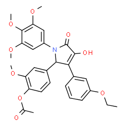 ChemSpider 2D Image | 4-[3-(3-Ethoxyphenyl)-4-hydroxy-5-oxo-1-(3,4,5-trimethoxyphenyl)-2,5-dihydro-1H-pyrrol-2-yl]-2-methoxyphenyl acetate | C30H31NO9