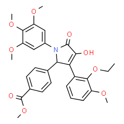ChemSpider 2D Image | Methyl 4-[3-(2-ethoxy-3-methoxyphenyl)-4-hydroxy-5-oxo-1-(3,4,5-trimethoxyphenyl)-2,5-dihydro-1H-pyrrol-2-yl]benzoate | C30H31NO9