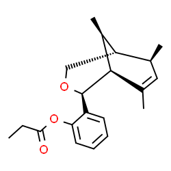 ChemSpider 2D Image | 2-[(1S,2S,5S,6S,9S)-6,8,9-Trimethyl-3-oxabicyclo[3.3.1]non-7-en-2-yl]phenyl propionate | C20H26O3