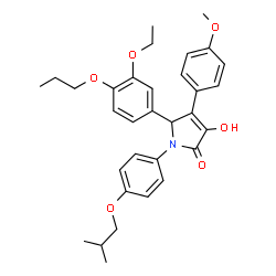 ChemSpider 2D Image | 5-(3-Ethoxy-4-propoxyphenyl)-3-hydroxy-1-(4-isobutoxyphenyl)-4-(4-methoxyphenyl)-1,5-dihydro-2H-pyrrol-2-one | C32H37NO6