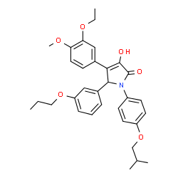 ChemSpider 2D Image | 4-(3-Ethoxy-4-methoxyphenyl)-3-hydroxy-1-(4-isobutoxyphenyl)-5-(3-propoxyphenyl)-1,5-dihydro-2H-pyrrol-2-one | C32H37NO6