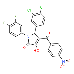 ChemSpider 2D Image | 5-(3,4-Dichlorophenyl)-1-(3,4-difluorophenyl)-3-hydroxy-4-(4-nitrobenzoyl)-1,5-dihydro-2H-pyrrol-2-one | C23H12Cl2F2N2O5