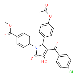 ChemSpider 2D Image | Methyl 4-[2-(4-acetoxyphenyl)-3-(4-chlorobenzoyl)-4-hydroxy-5-oxo-2,5-dihydro-1H-pyrrol-1-yl]benzoate | C27H20ClNO7