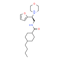 ChemSpider 2D Image | 4-[(1S)-2-{[(4-Butylcyclohexyl)carbonyl]amino}-1-(2-furyl)ethyl]morpholin-4-ium | C21H35N2O3