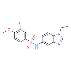 ChemSpider 2D Image | N-(1-Ethyl-1H-benzimidazol-5-yl)-3-fluoro-4-methoxybenzenesulfonamide | C16H16FN3O3S