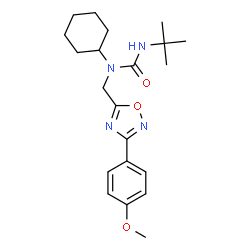 ChemSpider 2D Image | 1-Cyclohexyl-1-{[3-(4-methoxyphenyl)-1,2,4-oxadiazol-5-yl]methyl}-3-(2-methyl-2-propanyl)urea | C21H30N4O3