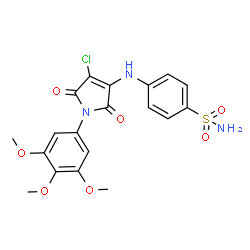 ChemSpider 2D Image | 4-{[4-Chloro-2,5-dioxo-1-(3,4,5-trimethoxyphenyl)-2,5-dihydro-1H-pyrrol-3-yl]amino}benzenesulfonamide | C19H18ClN3O7S