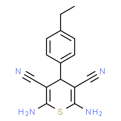 ChemSpider 2D Image | 2,6-Diamino-4-(4-ethylphenyl)-4H-thiopyran-3,5-dicarbonitrile | C15H14N4S