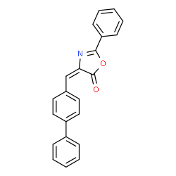 ChemSpider 2D Image | 2-Phenyl-4-(4-phenylbenzylidene)-5(4H)-oxazolone | C22H15NO2
