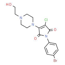ChemSpider 2D Image | 1-(4-Bromophenyl)-3-chloro-4-[4-(2-hydroxyethyl)-1-piperazinyl]-1H-pyrrole-2,5-dione | C16H17BrClN3O3