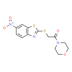ChemSpider 2D Image | 1-(4-Morpholinyl)-2-[(6-nitro-1,3-benzothiazol-2-yl)sulfanyl]ethanone | C13H13N3O4S2