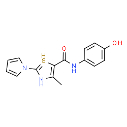 ChemSpider 2D Image | N-(4-hydroxyphenyl)-4-methyl-2-pyrrol-1-yl-3H-thiazole-5-carboxamide | C15H14N3O2S