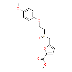 ChemSpider 2D Image | Methyl 5-({[2-(4-methoxyphenoxy)ethyl]sulfinyl}methyl)-2-furoate | C16H18O6S