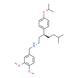 ChemSpider 2D Image | (3R)-N-(3,4-Dimethoxybenzyl)-3-(4-isopropoxyphenyl)-6-methyl-1-heptanaminium | C26H40NO3