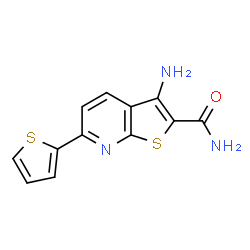 ChemSpider 2D Image | 3-Amino-6-(2-thienyl)thieno[2,3-b]pyridine-2-carboxamide | C12H9N3OS2