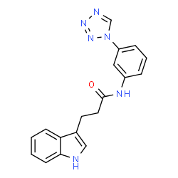 ChemSpider 2D Image | 3-(1H-Indol-3-yl)-N-[3-(1H-tetrazol-1-yl)phenyl]propanamide | C18H16N6O