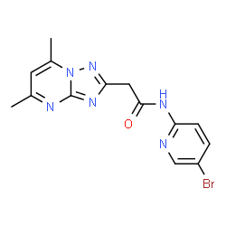 ChemSpider 2D Image | N-(5-Bromo-2-pyridinyl)-2-(5,7-dimethyl[1,2,4]triazolo[1,5-a]pyrimidin-2-yl)acetamide | C14H13BrN6O